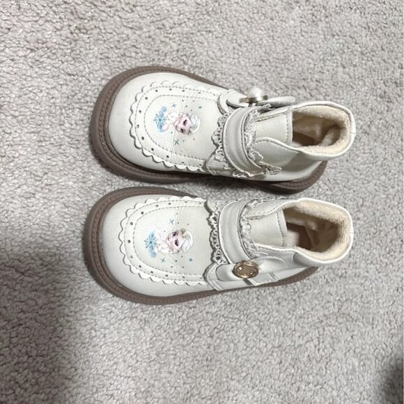 Toddler girl Elsa frozen boots infant girl shoes fleece winter boot cream shoes - Picture 1 of 4